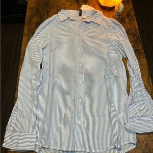 Divided by H&M XS blue/white vertical striped long sleeve button up